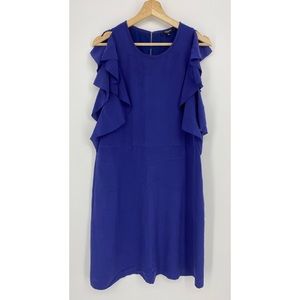 Madewell Silk Navy Blue Flutter Sleeves Midi Dress
